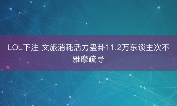 LOL下注 文旅消耗活力蛊卦11.2万东谈主次不雅摩疏导