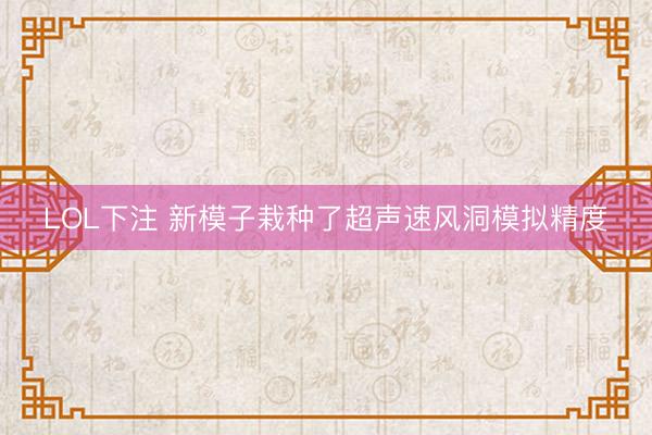 LOL下注 新模子栽种了超声速风洞模拟精度